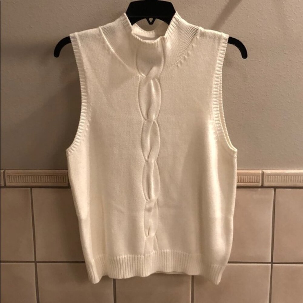New vintage Grace Dane Lewis mock neck fisherman knit sleeveless vest sweater
